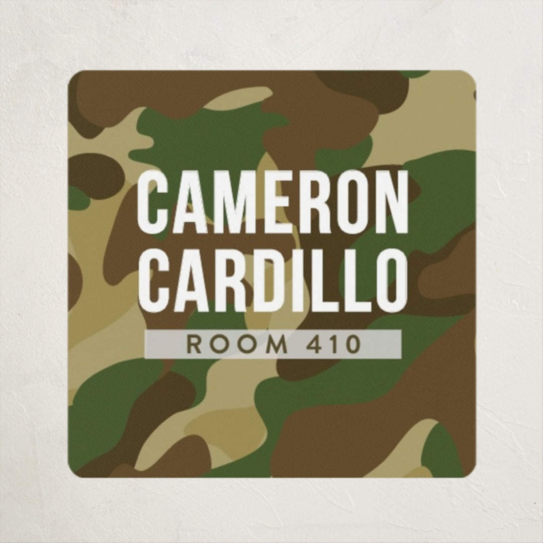"Camo" - Custom Name Labels in Camouflage by Shiny Penny Studio - Front