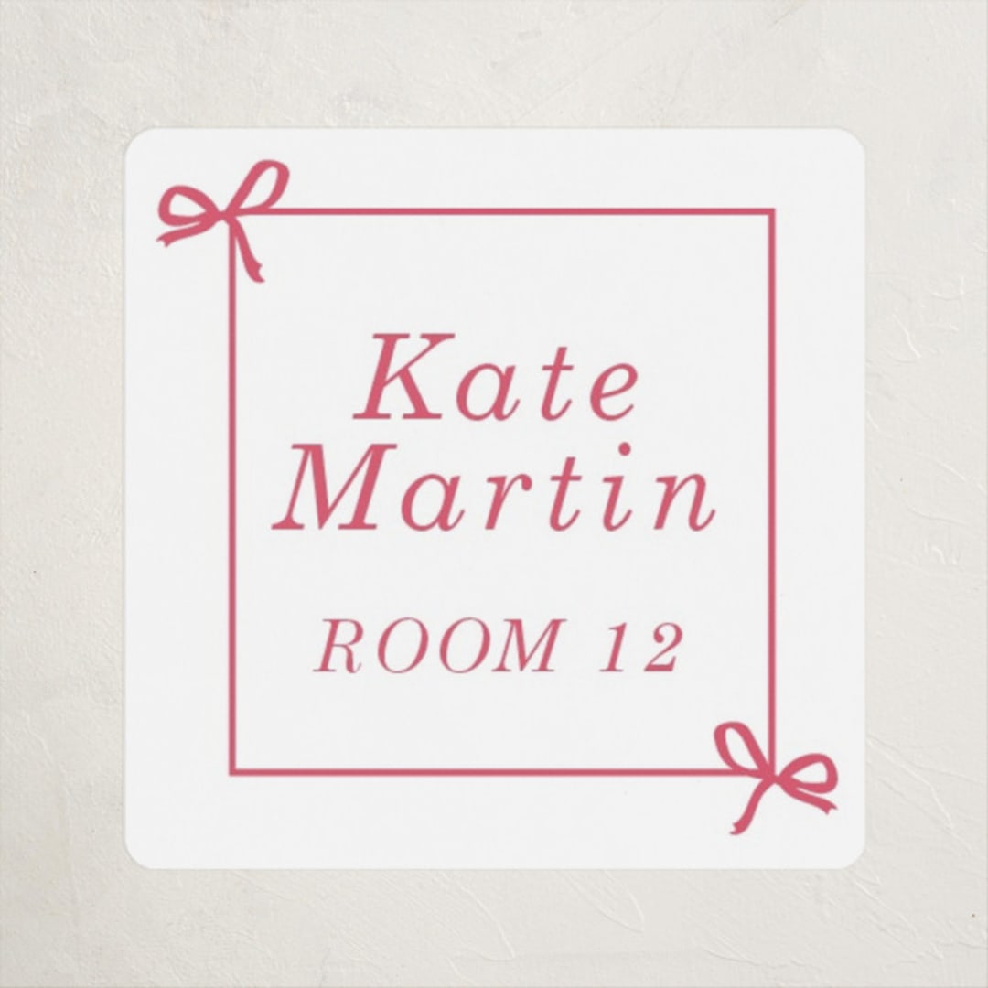 "Bow" - Custom Name Labels in Peony by Baumbirdy - Front