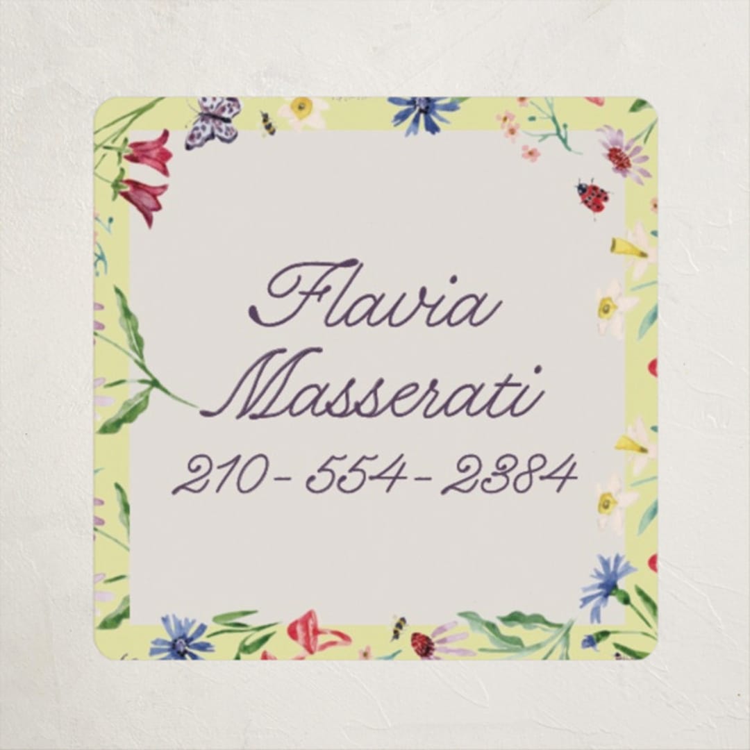 "Blooming Garden" - Custom Name Labels in Citrus by Pati Cascino - Front