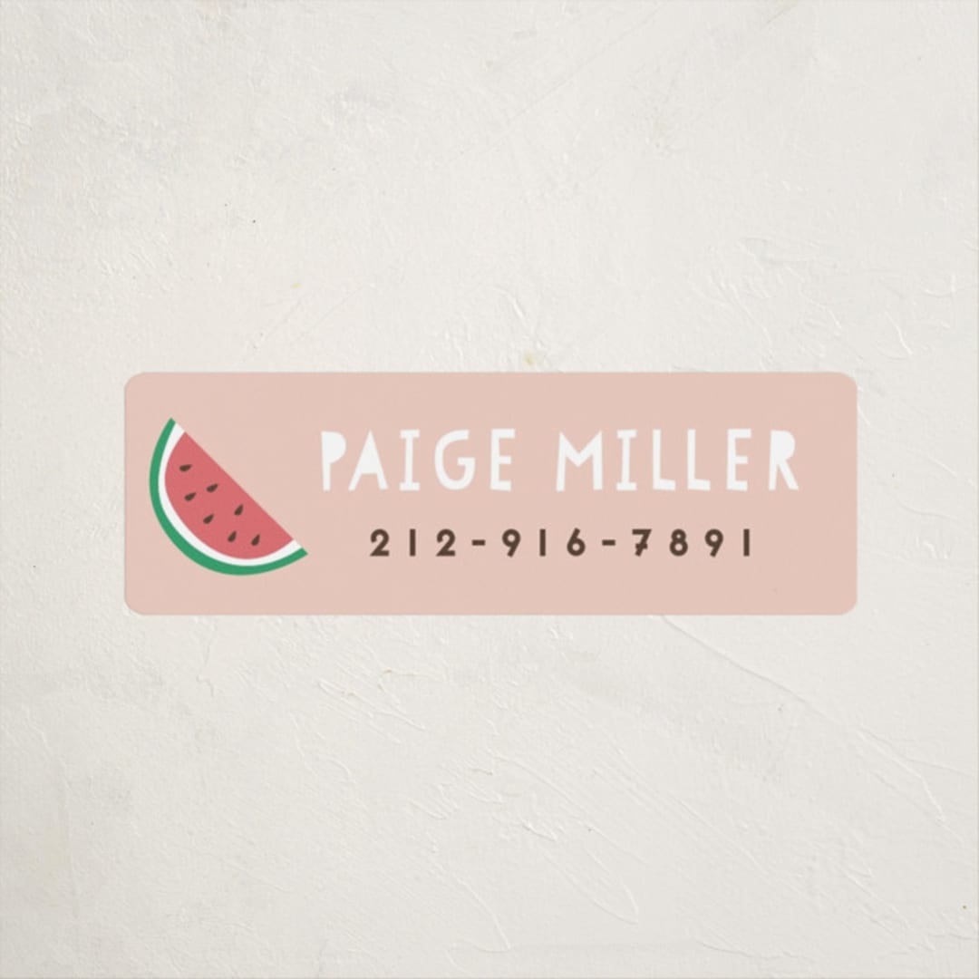 "Watermelon" - Custom Name Labels in Cherry Blossom by peetie design - Front