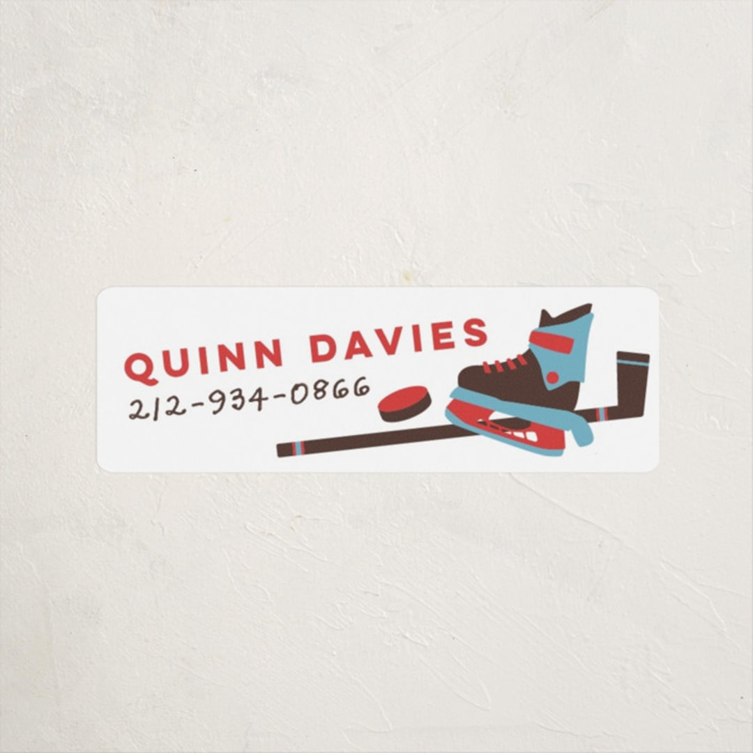 "Ice Hockey" - Custom Name Labels in Mocha by peetie design - Front
