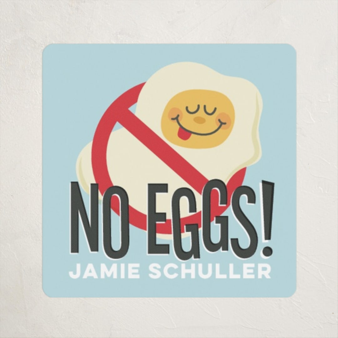 "No Eggs" - Custom Name Labels in Robins Egg by Jessie Steury - Front