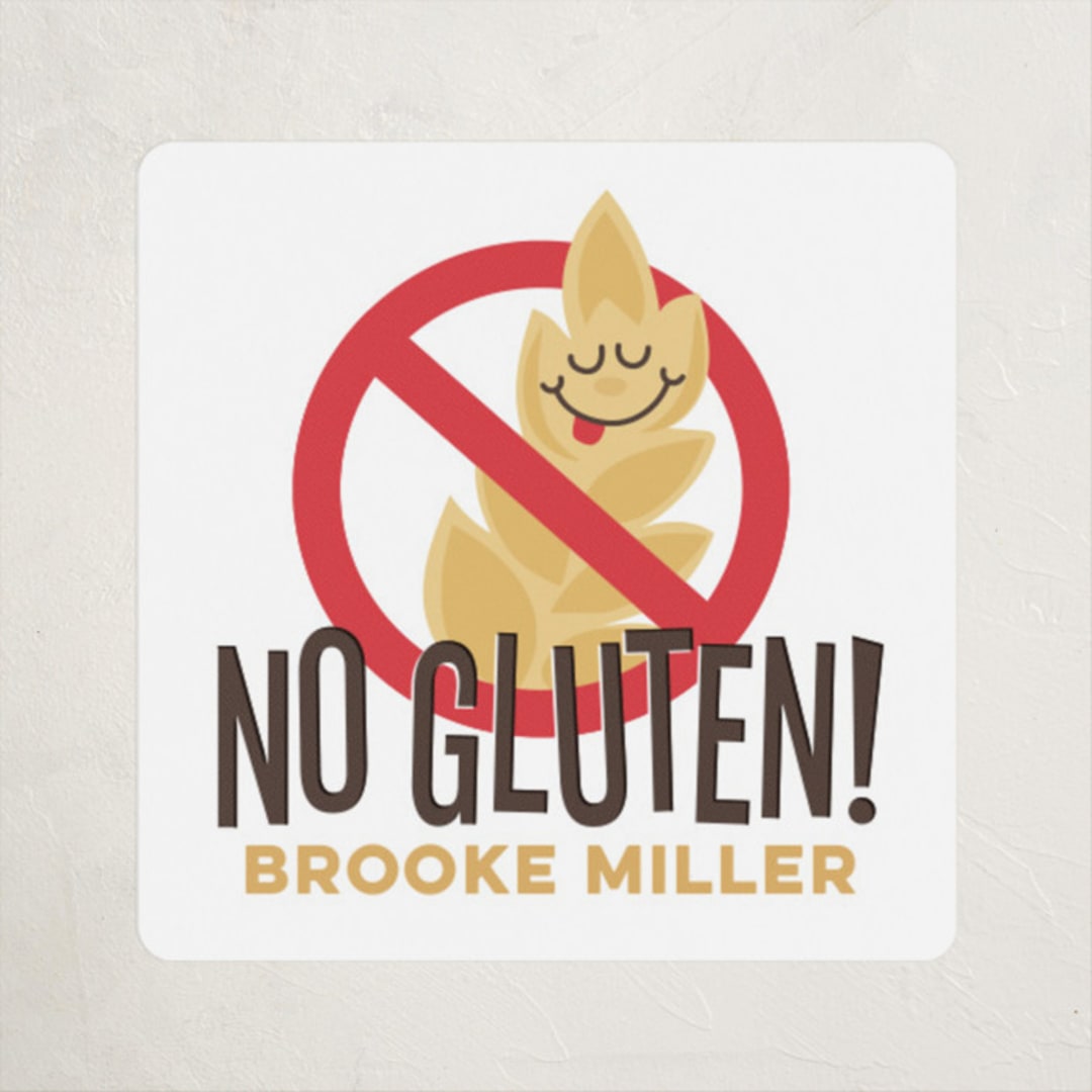 "No Gluten" - Custom Name Labels in Wheat by Jessie Steury - Front