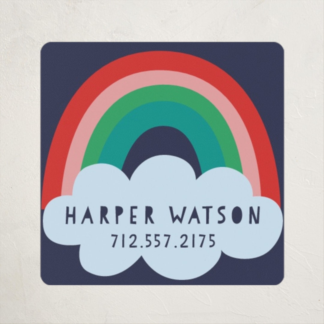 "Pop of Color" - Custom Name Labels in Indigo by Shirley Lin Schneider - Front
