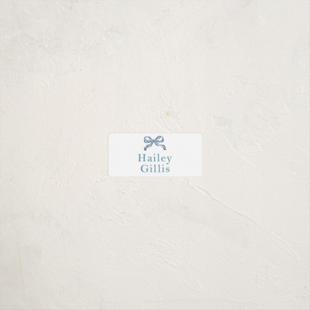 "Bow" - Custom Name Labels in Bluebell by Helena Vitto - Front