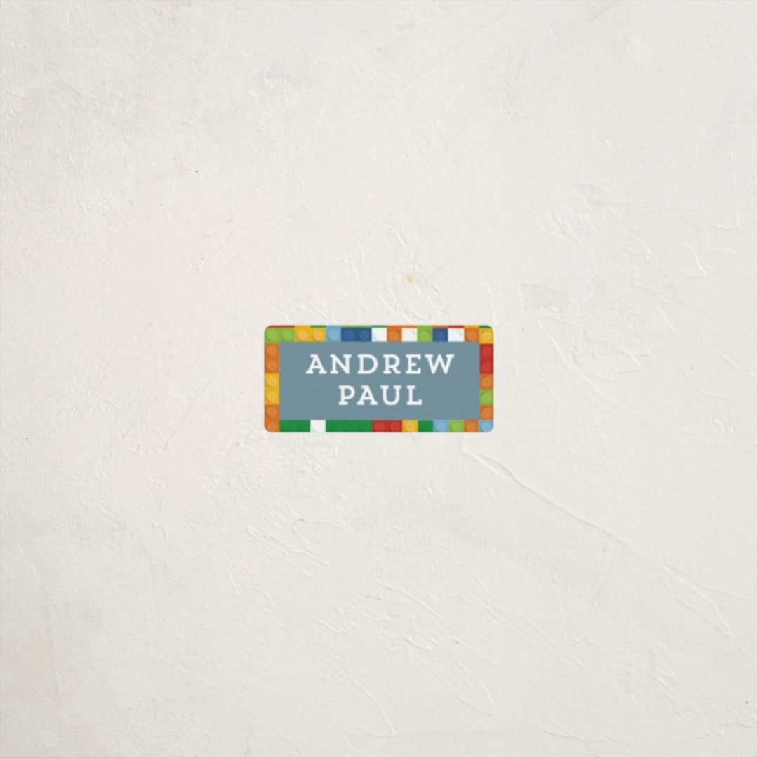"Building Blocks" - Custom Name Labels in Brights by Michelle Taylor - Front