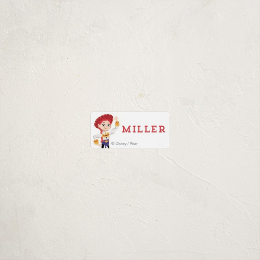 "Jessie from Disney and Pixar's Toy Story" - Custom Name Labels in Cherry by Rebecca Smith - Front