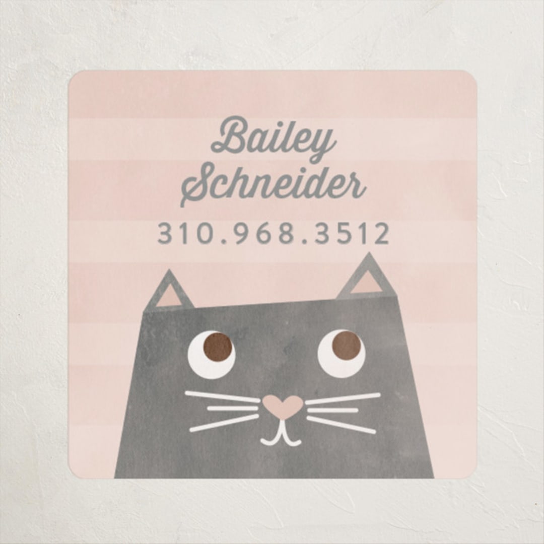 "the cat's meow" - Custom Name Labels in Blush by Shirley Lin Schneider - Front
