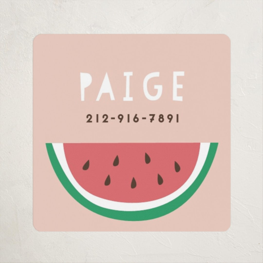 "Watermelon" - Custom Name Labels in Cherry Blossom by peetie design - Front