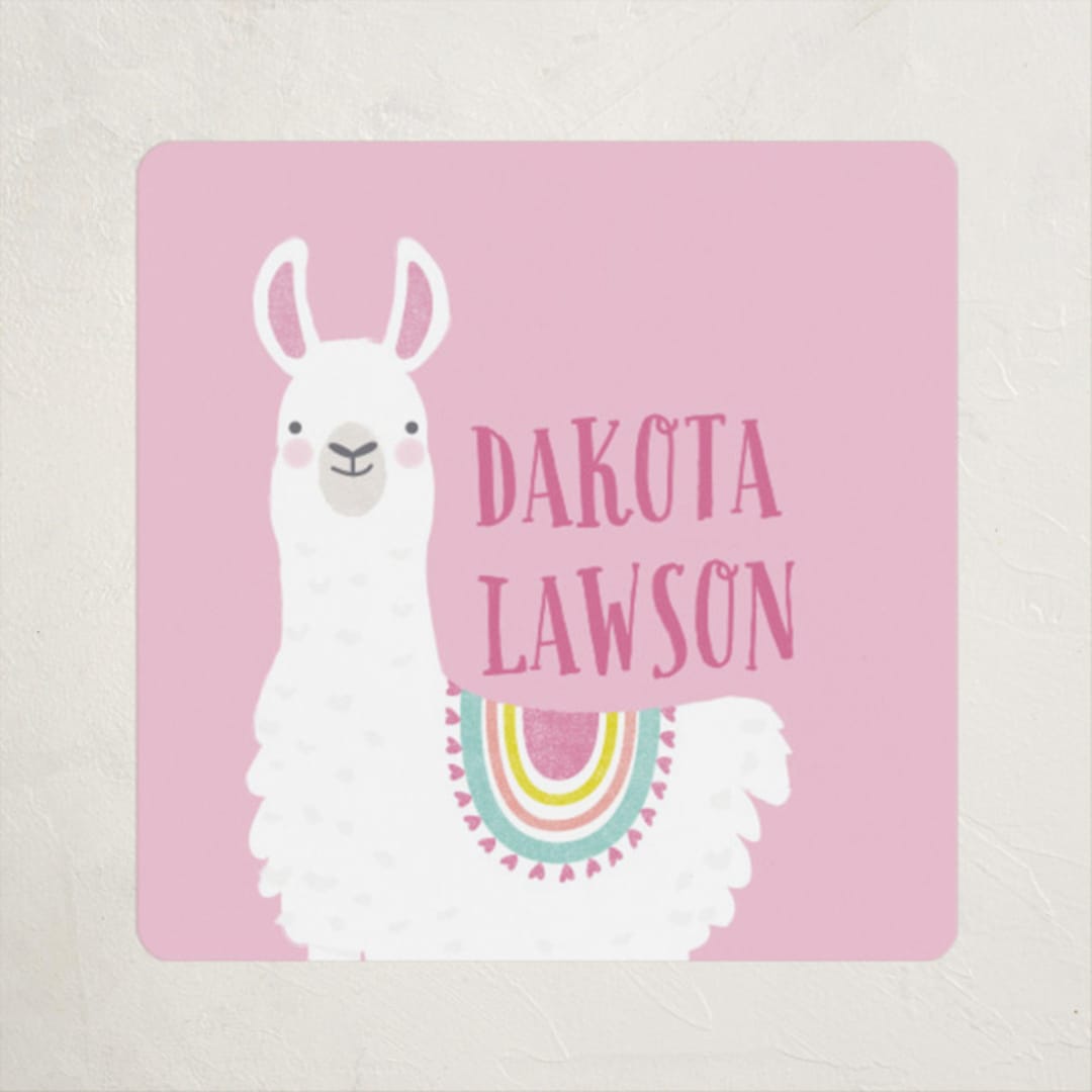 "Llama Fun" - Custom Name Labels in Candy by Karidy Walker - Front