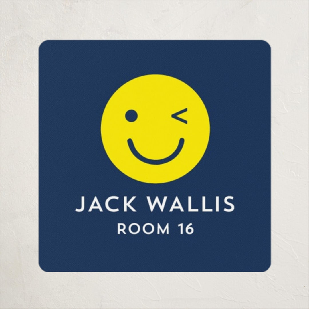 "Emoji Party" - Custom Name Labels in Navy by Baumbirdy - Front