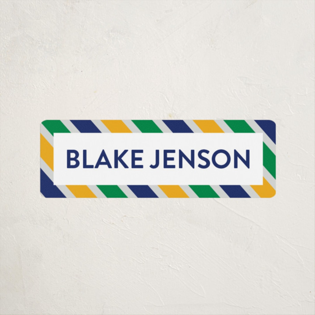 "Preppy Stripe" - Custom Name Labels in Seaweed by Jessica Ogden - Front