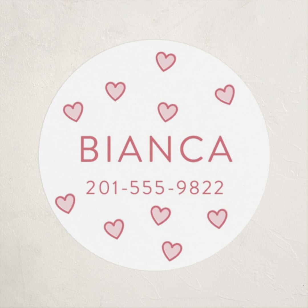 "Little Sweetheart" - Custom Name Labels in Strawberry by Angela Garrick - Front
