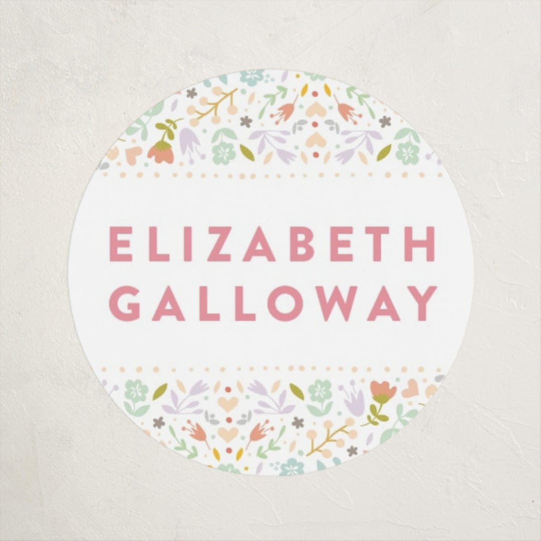 "Pretty Floral Frame" - Custom Name Labels in Cherry Blossom by Phrosné Barwood - Front