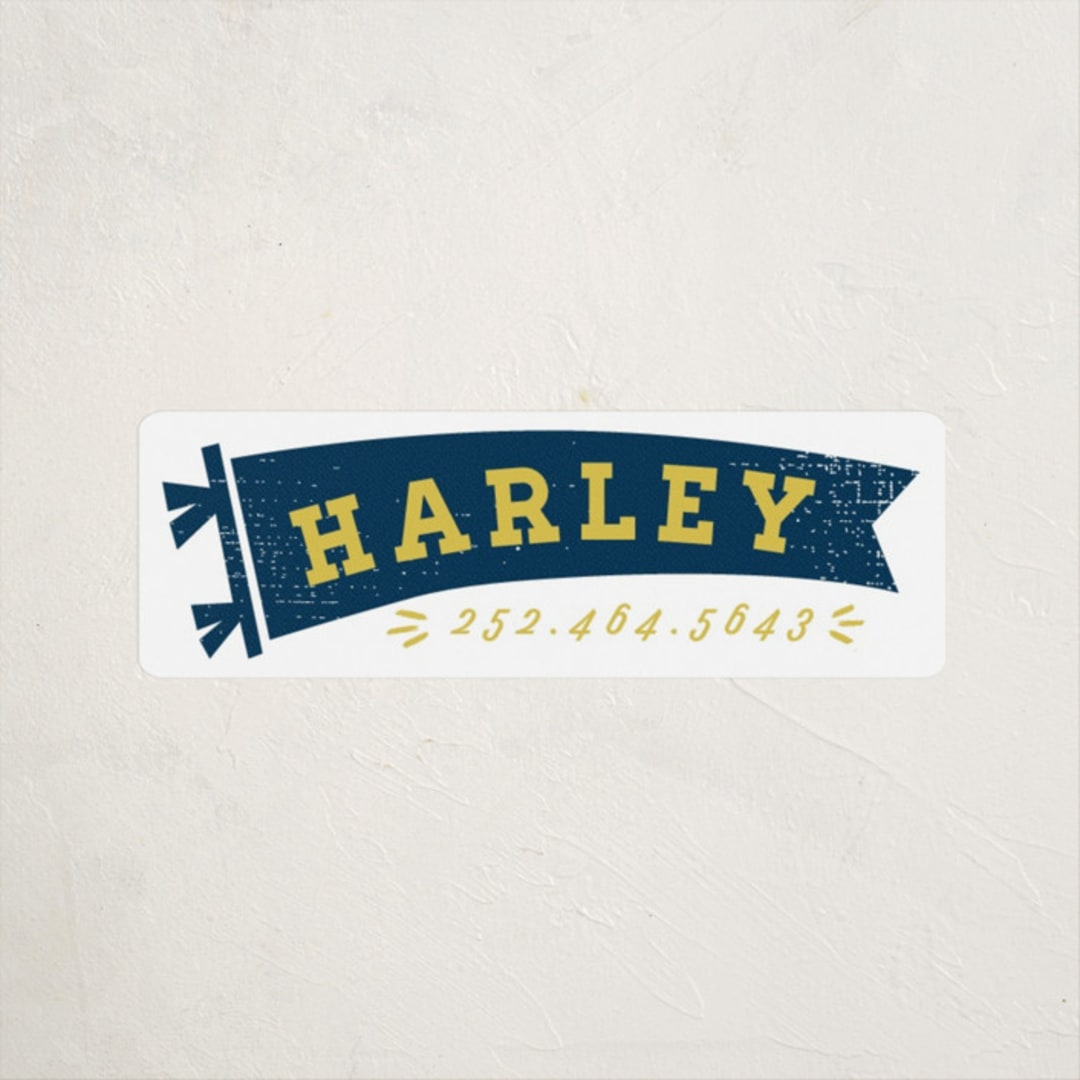 "All Star Pennant" - Custom Name Labels in Banana by Shiny Penny Studio - Front