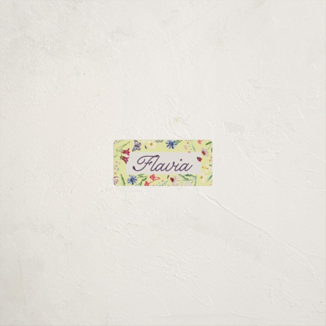 "Blooming Garden" - Custom Name Labels in Citrus by Pati Cascino - Front