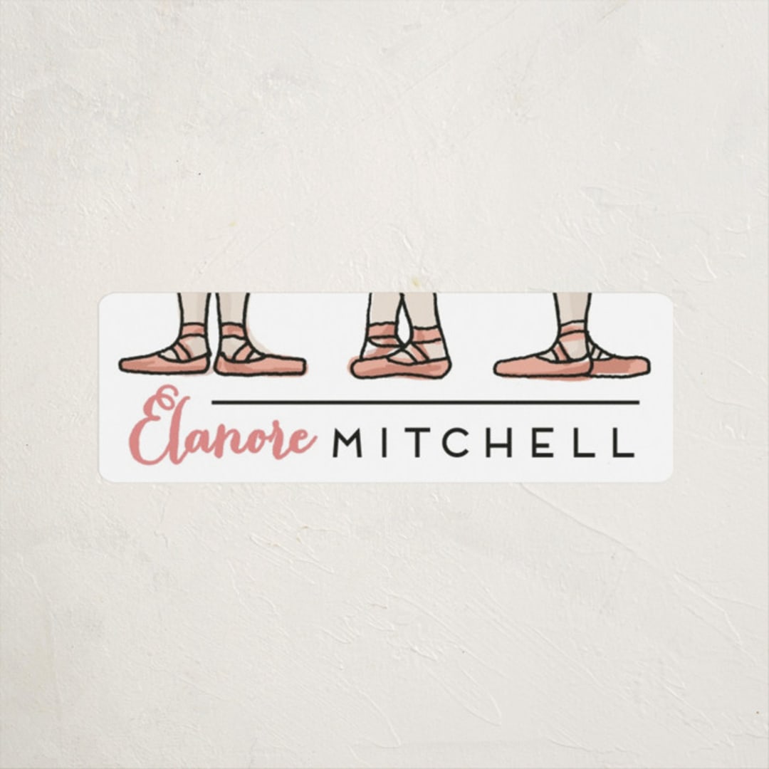 "Ballet Feet" - Custom Name Labels in Think Pink by Shiny Penny Studio - Front