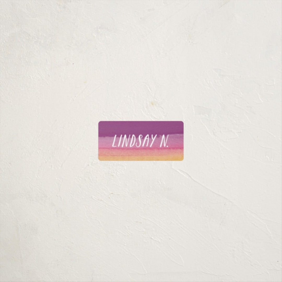 "Watercolor Heart" - Custom Name Labels in Amethyst by Chelsey Scott - Front