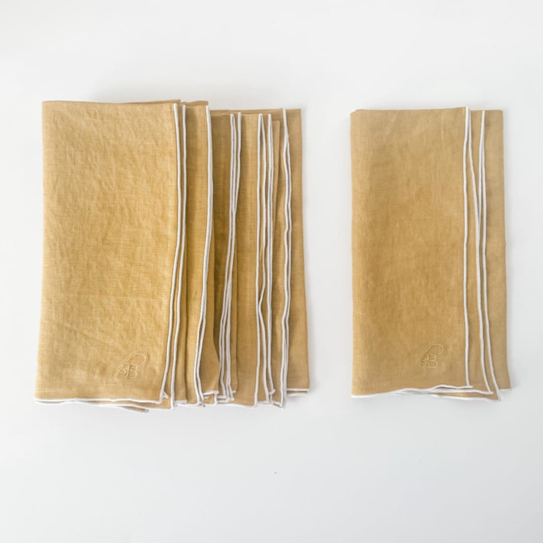 "STONE WASHED LINEN NAPKINS // SET OF 4" - Cloth Napkins in yellow by borrowed BLU