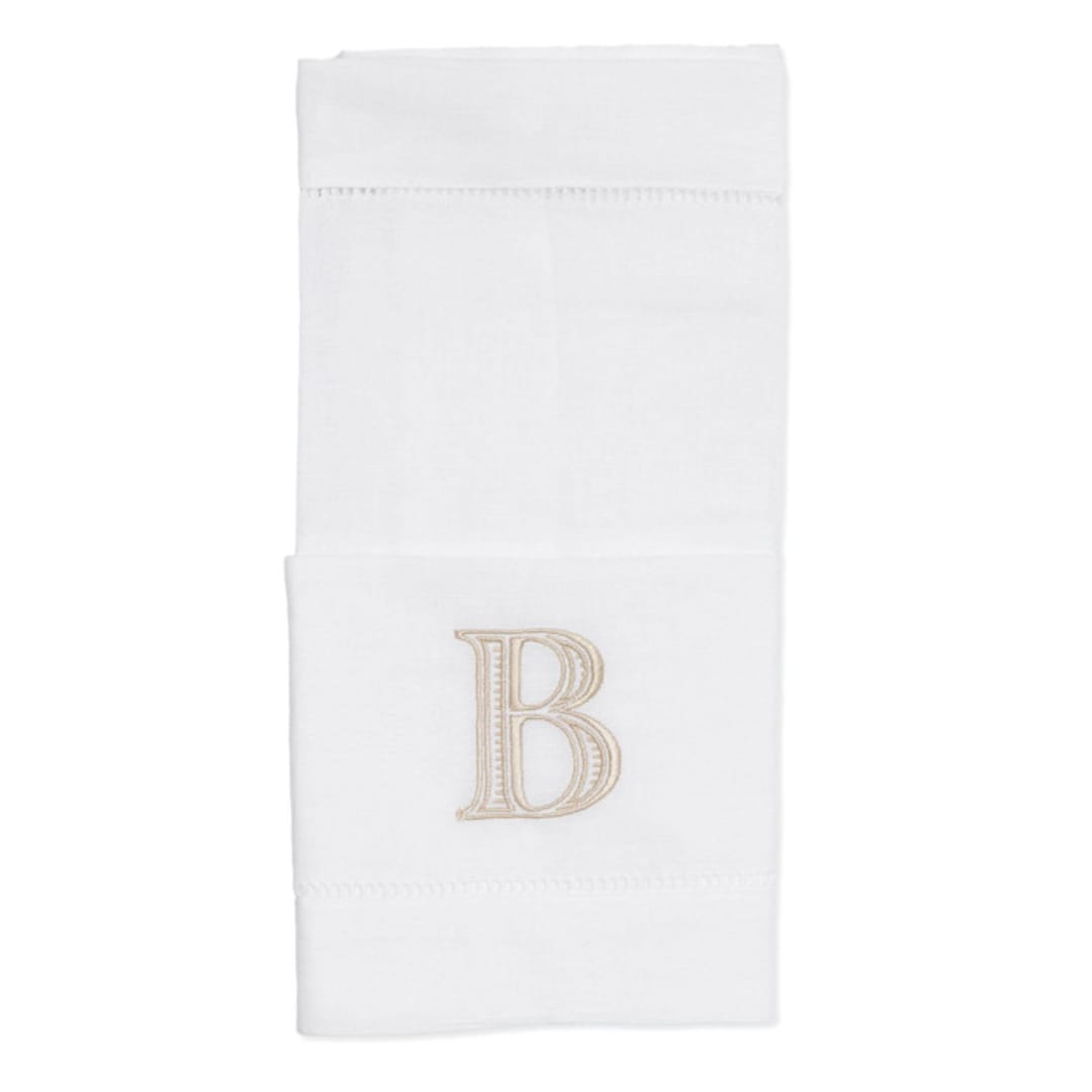 Set of 6 Embroidered Dinner Napkins with Single Initial Adorn Monogram and Pocket Fold
