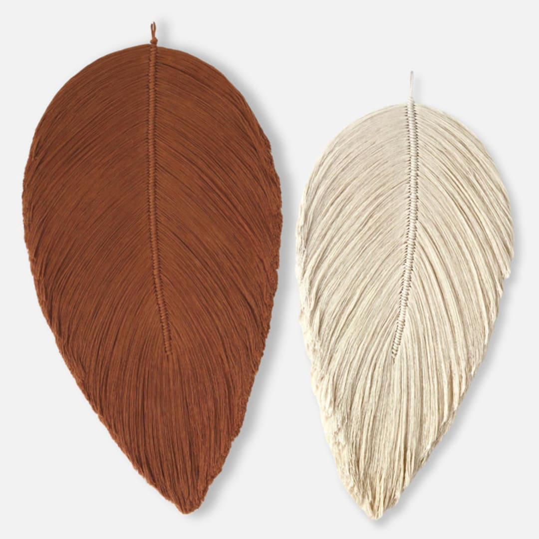 "Fiber Art Leaf set Commission" - Commissioned Original Textile Art in brown by Bharti Trivedi