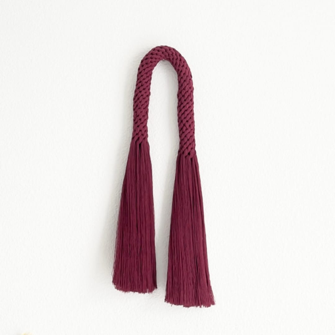 "Red Arch Tassel Commisssion - Aarya" - Commissioned Original Textile Art in red by Bharti Trivedi