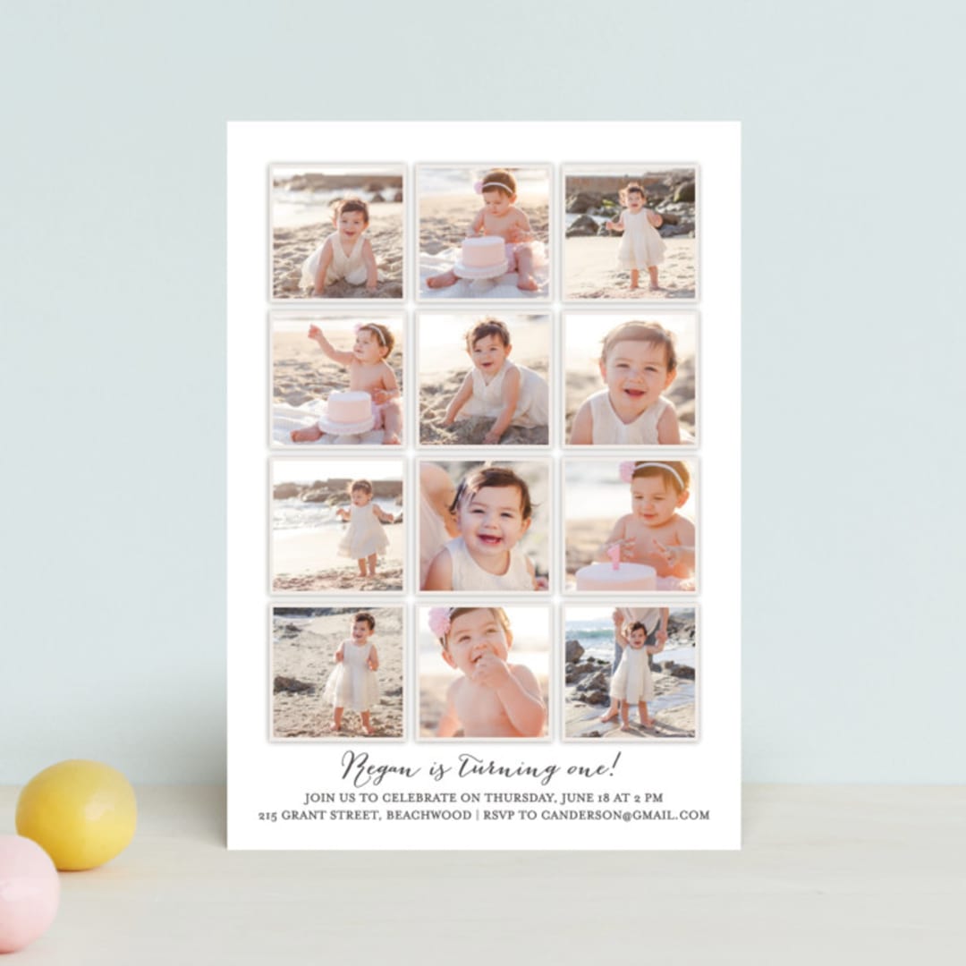 "Year in My Life" - Children's Birthday Party Invitations in Cotton by Robin Ott - Front