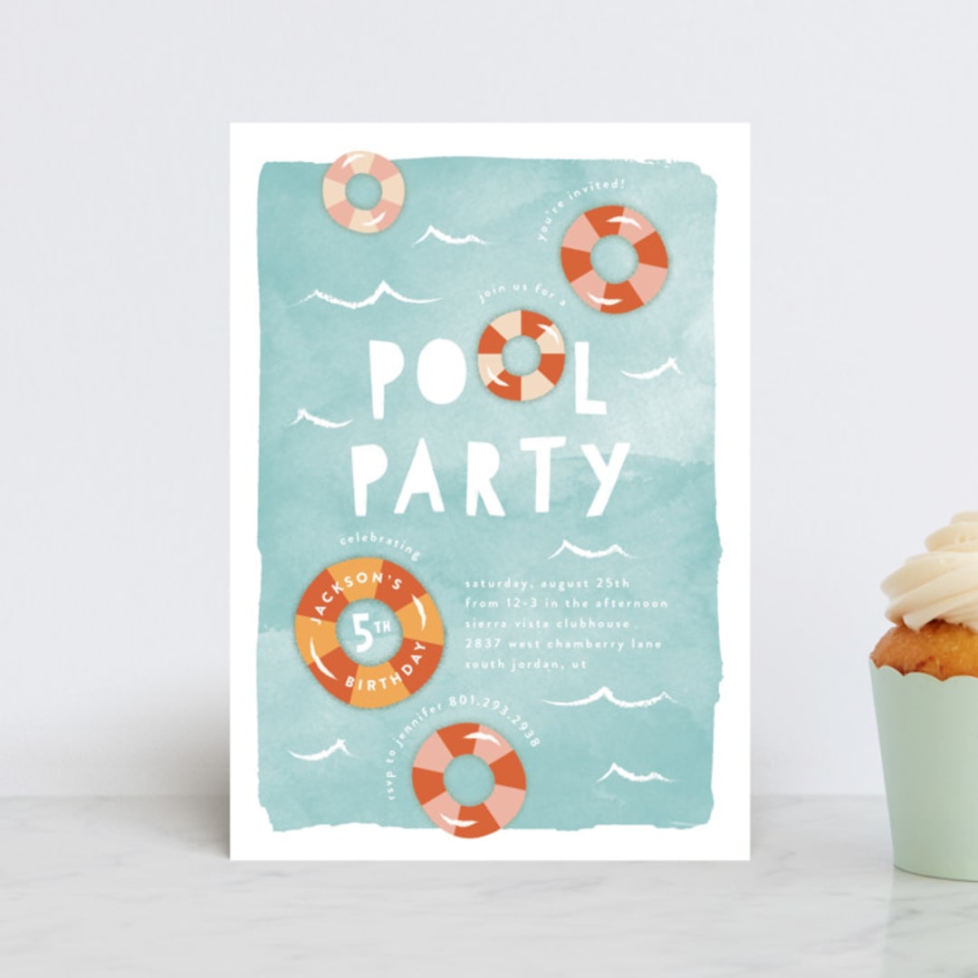"Pool Party" - Children's Birthday Party Invitations in Palm Springs by Robert and Stella - Front