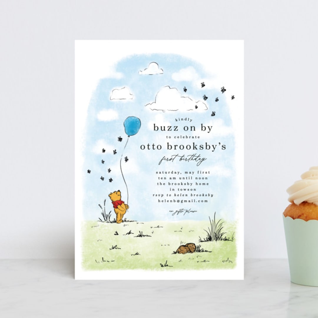 "Disney's Winnie the Pooh Many Birthday Adventures" - Children's Birthday Party Invitations in Hundred Acre Wood by Erin L. Wilson - Front