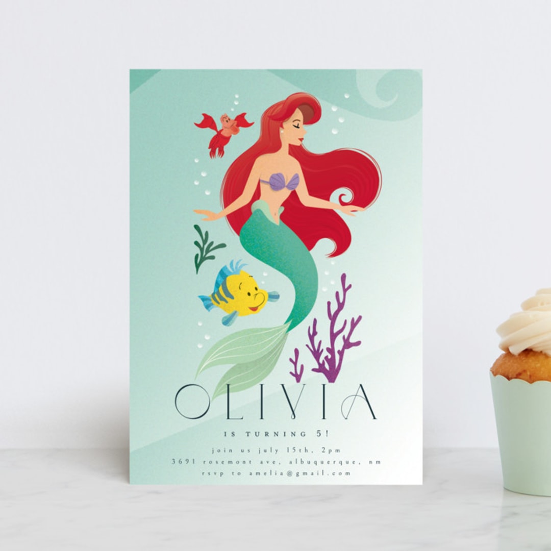 "Disney's Little Mermaid Sea Adventures" - Children's Birthday Party Invitations in Ocean by Ana de Sousa - Front