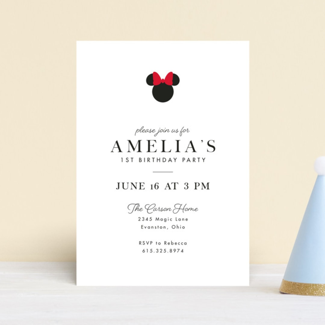 "Disney Simply Minnie Birthday" - Children's Birthday Party Invitations in Strawberry by Julee London - Front