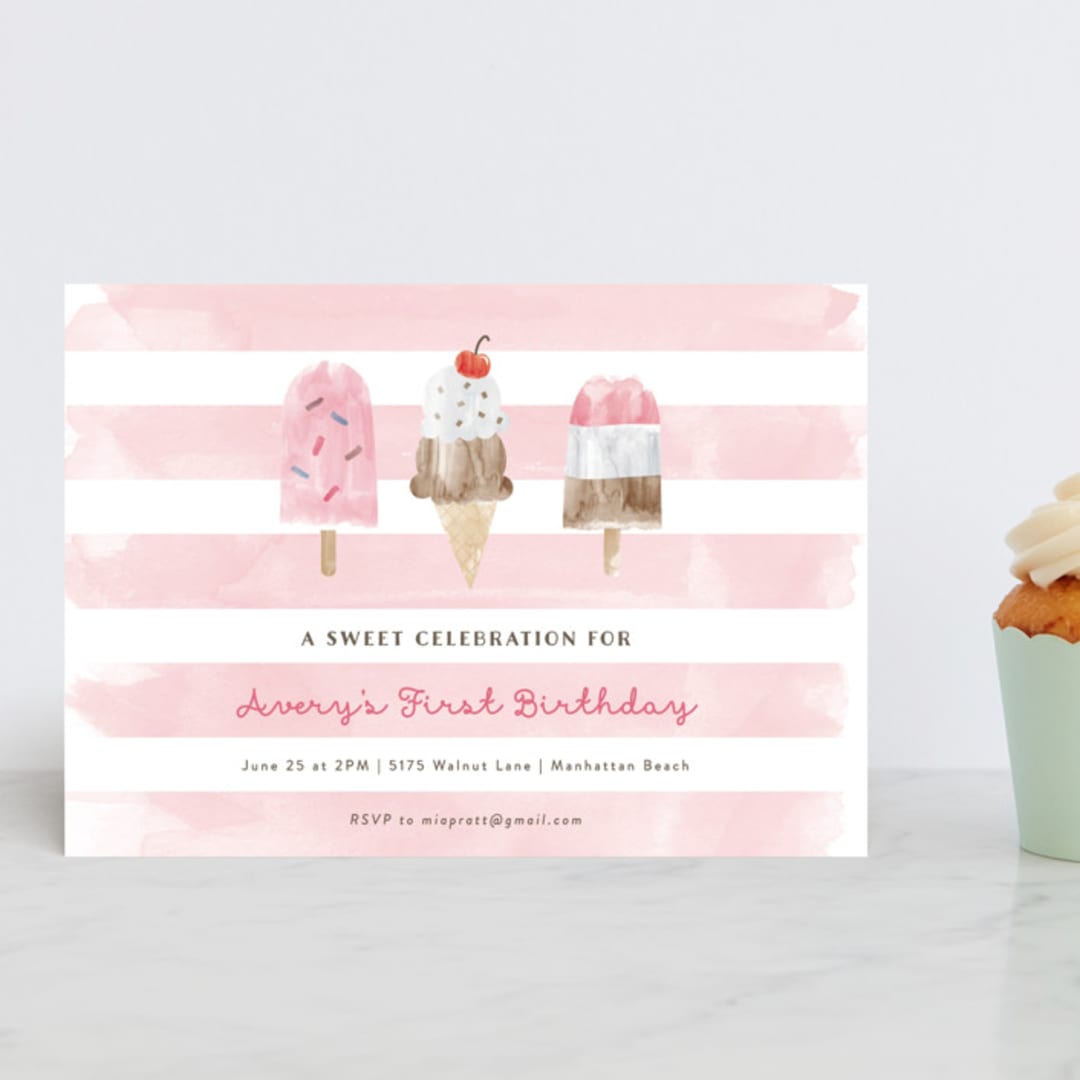 "Sweet Treats" - Children's Birthday Party Invitations in Bubblegum by Shirley Lin Schneider - Front