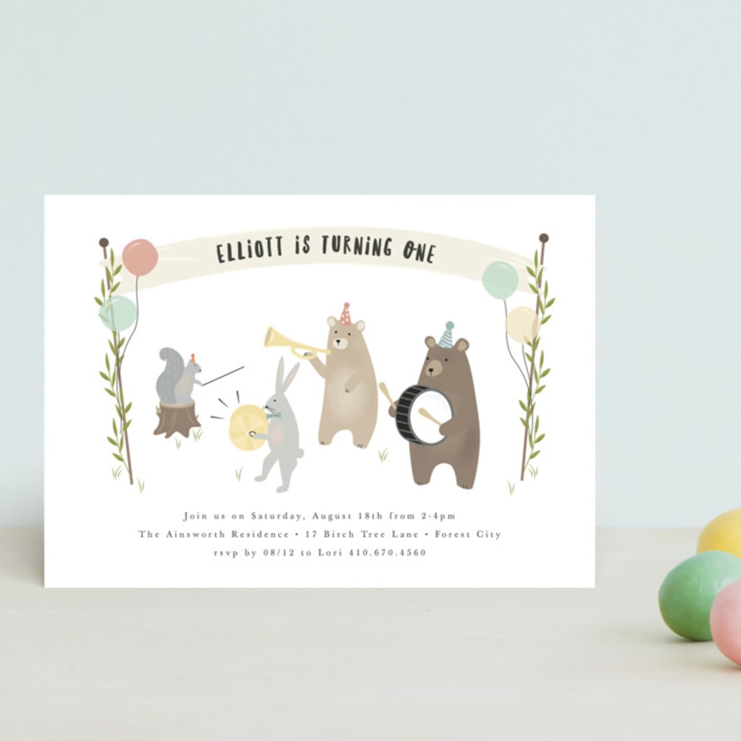 "bears marching band" - Children's Birthday Party Invitations in Primary by Faith Dorn - Front