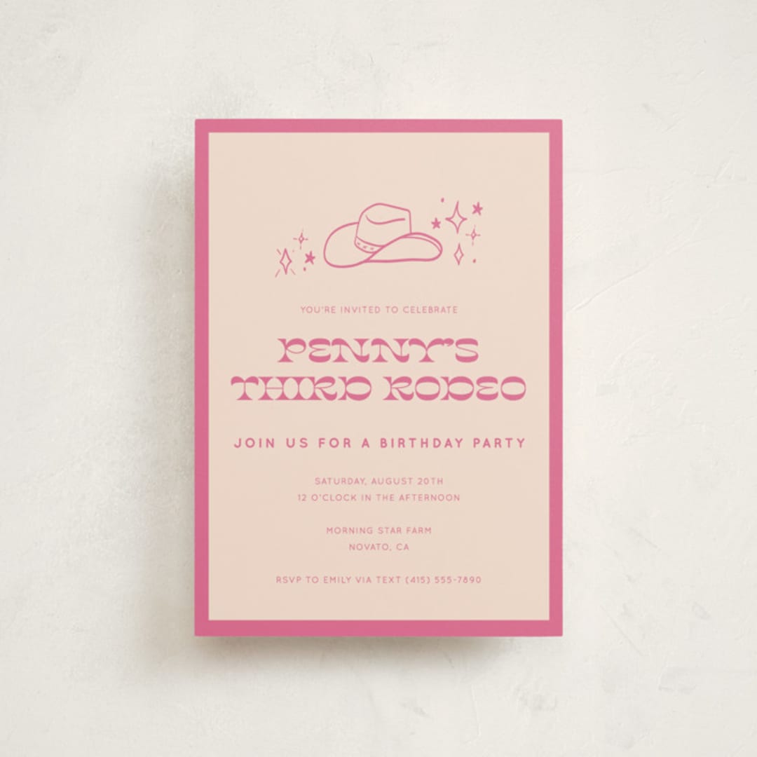 "cowgirl birthday" - Children's Birthday Party Invitations in Peony by Rachel Cassel - Front