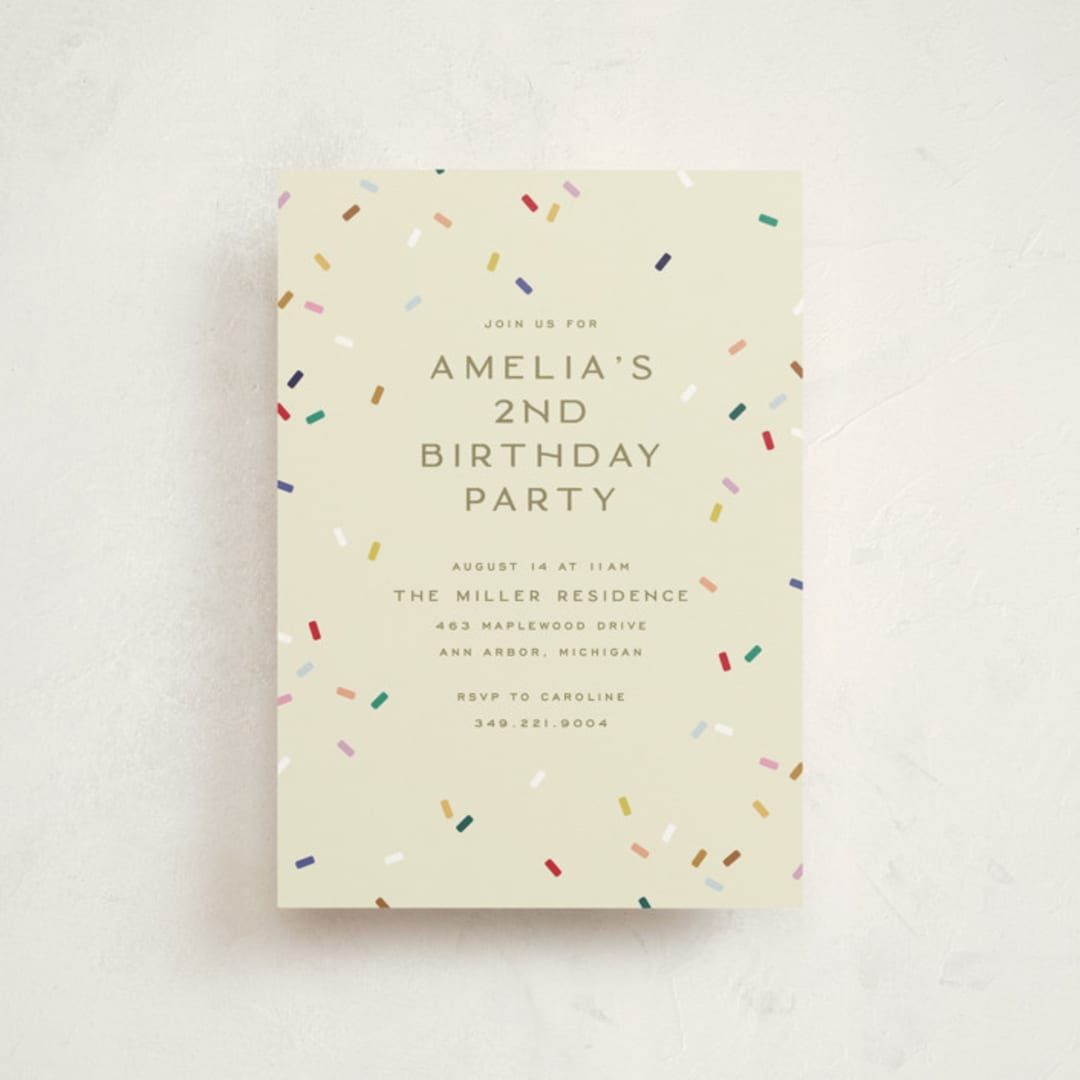 "tiny bold sprinkles" - Children's Birthday Party Invitations in Cream by Ellen Schlegelmilch - Front