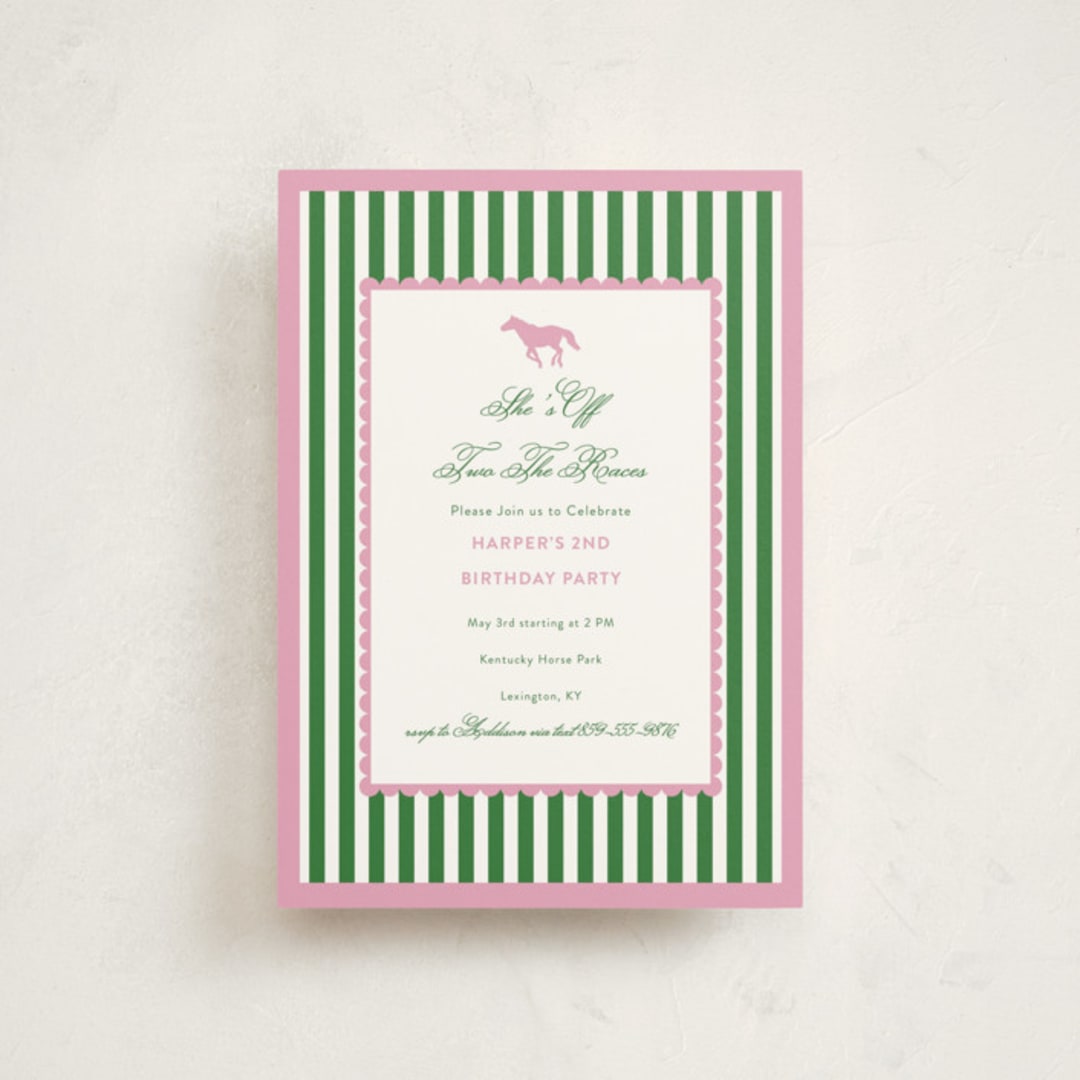 "Derby Party" - Children's Birthday Party Invitations in Bubblegum by Ashlee Townsend - Front