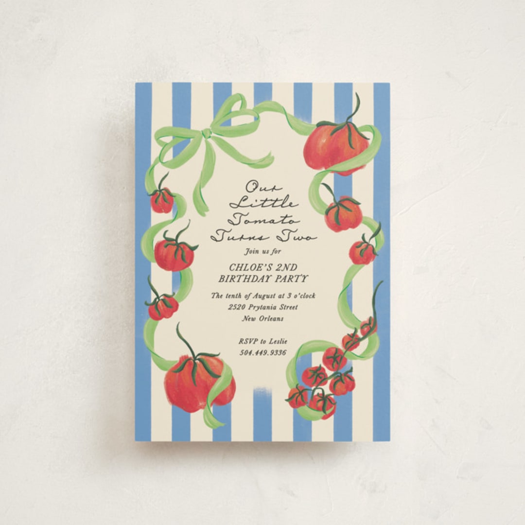 "Petit Pomodoro" - Children's Birthday Party Invitations in Lime by Jackie Crawford - Front