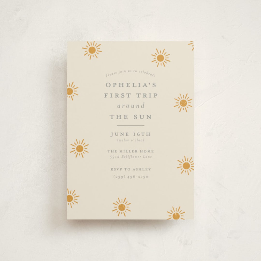 "Sun Toss" - Children's Birthday Party Invitations in Golden Sun by Meggy Masters - Front