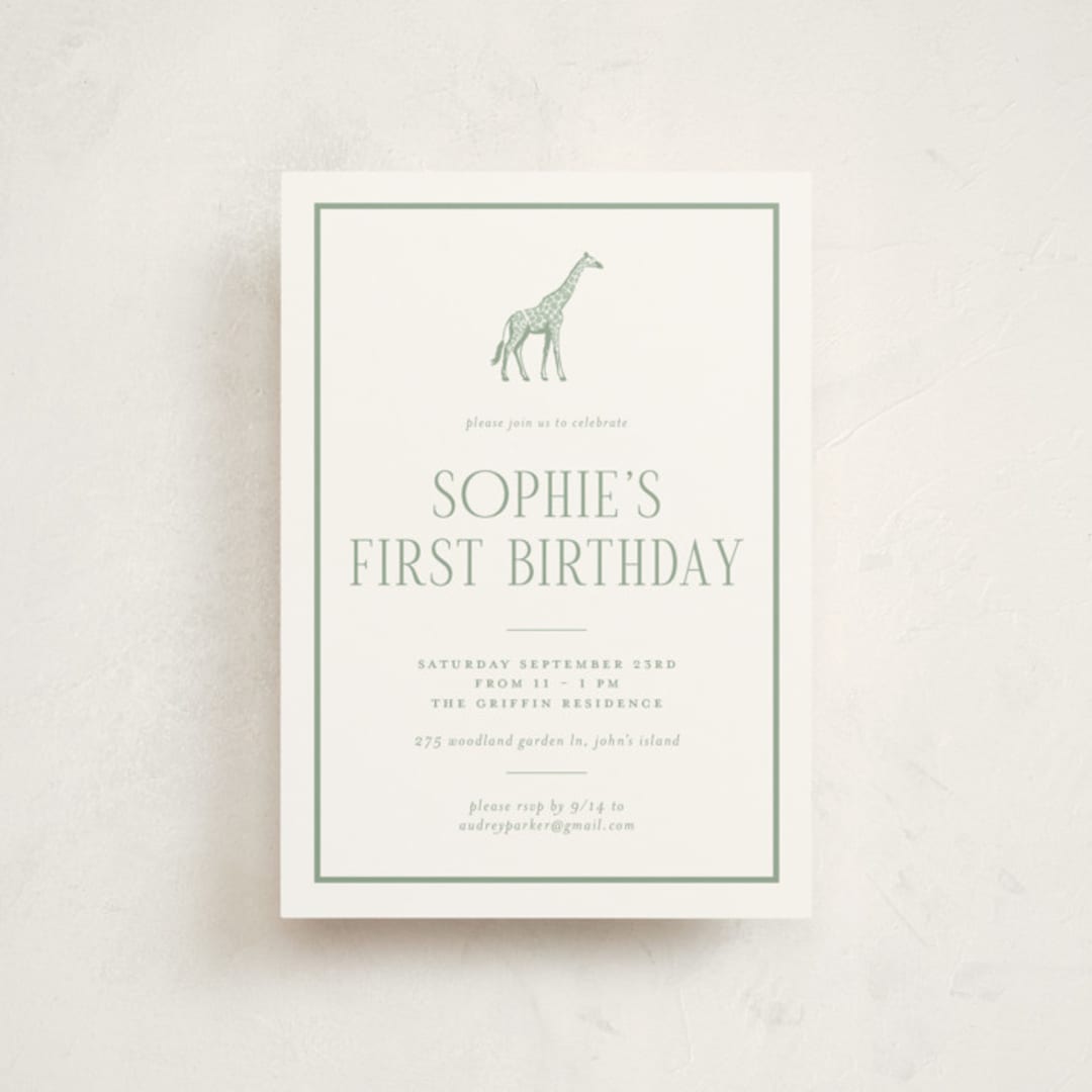 "Safari" - Children's Birthday Party Invitations in Palm by Jenna Holcomb - Front