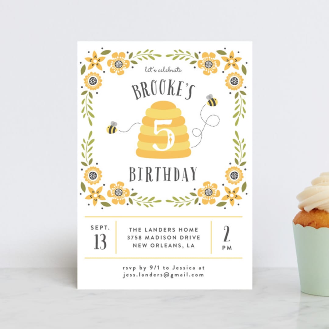 "Bee Day Party" - Children's Birthday Party Invitations in Sunflower by Chasity Smith - Front