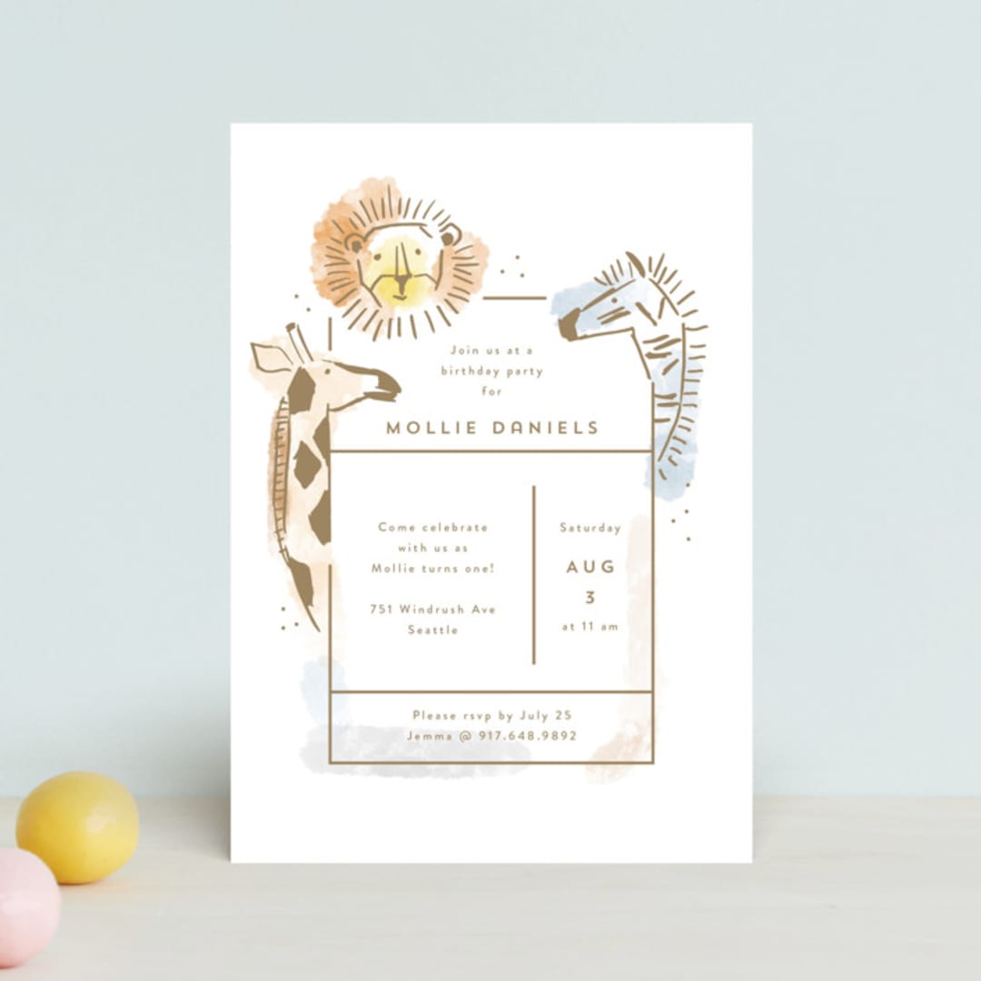 "modern safari" - Children's Birthday Party Invitations in Creamsicle by Rebecca Durflinger - Front