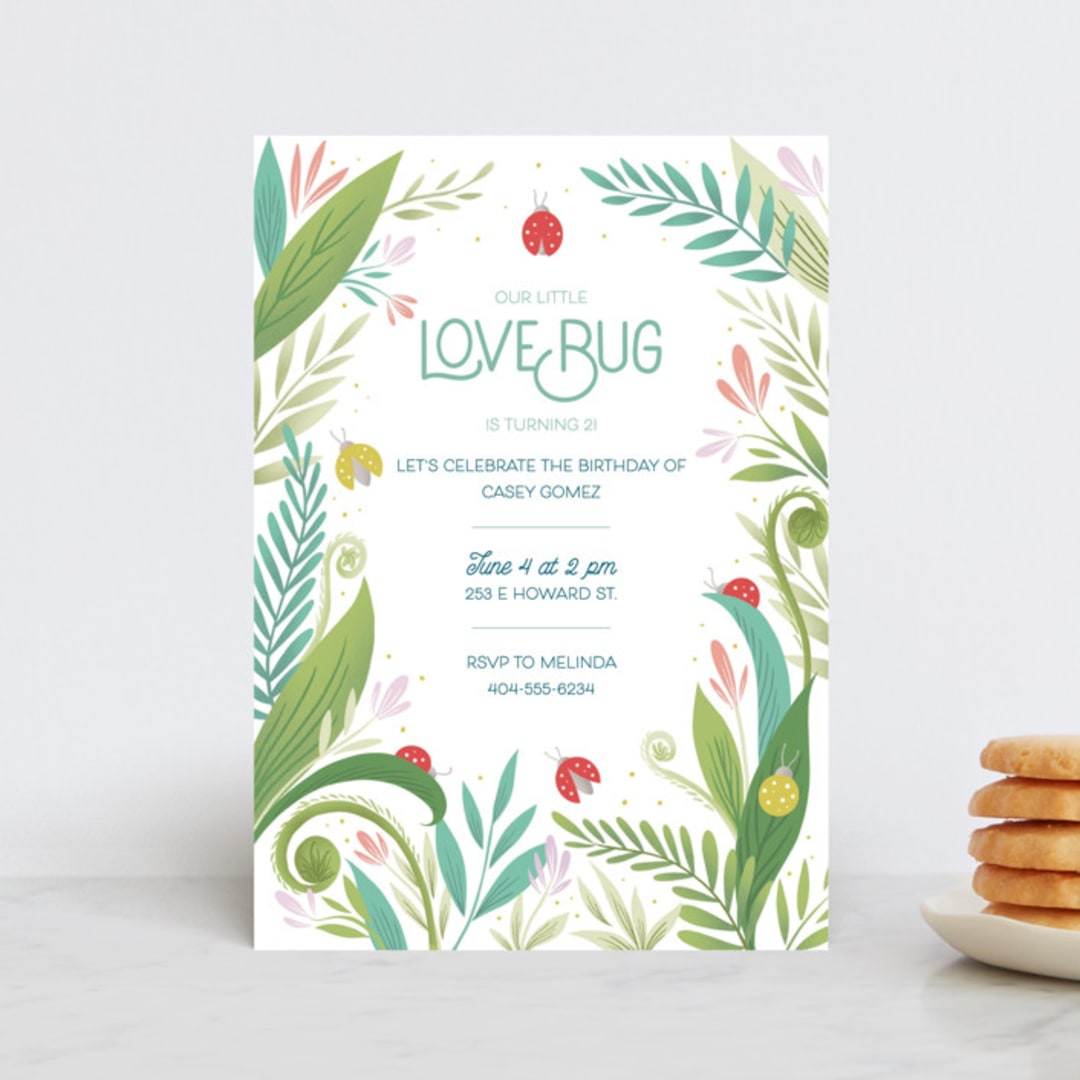 "Little Love Bug" - Children's Birthday Party Invitations in Ladybug by Gia Graham - Front