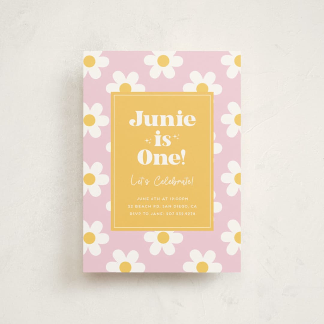 "Daisys" - Children's Birthday Party Invitations in Daisy by Little Print Design - Front