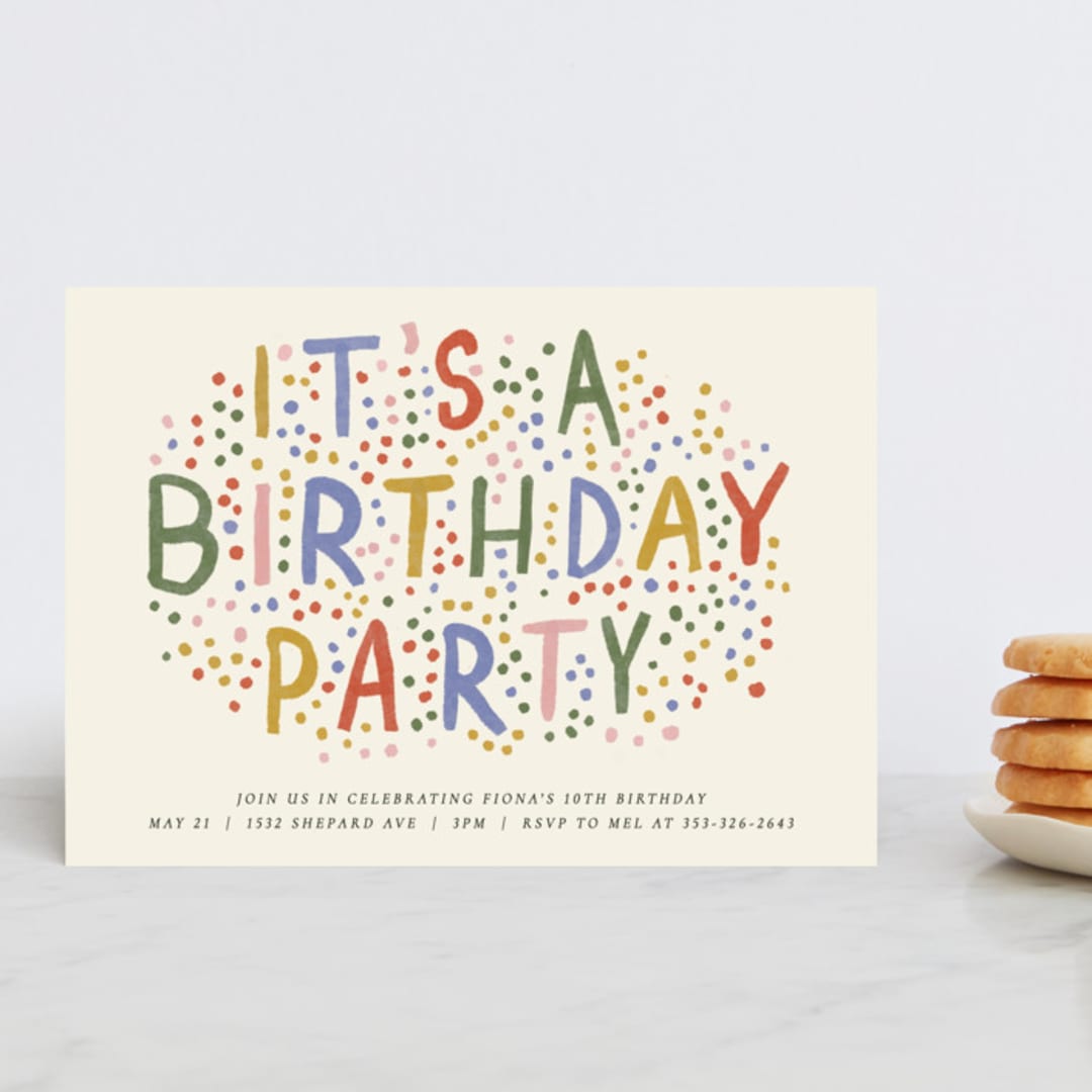 "Sprinkle Dots" - Children's Birthday Party Invitations in Brights by Inkblot Design - Front