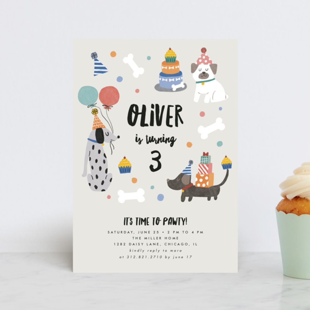"Party Puppers" - Children's Birthday Party Invitations in Classic by Lehan Veenker - Front