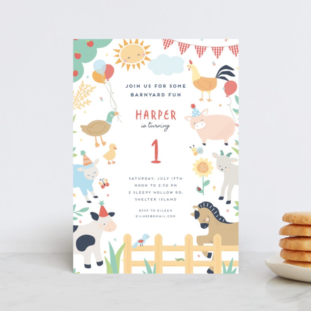 "barnyard fun" - Children's Birthday Party Invitations in Barn by peetie design - Front