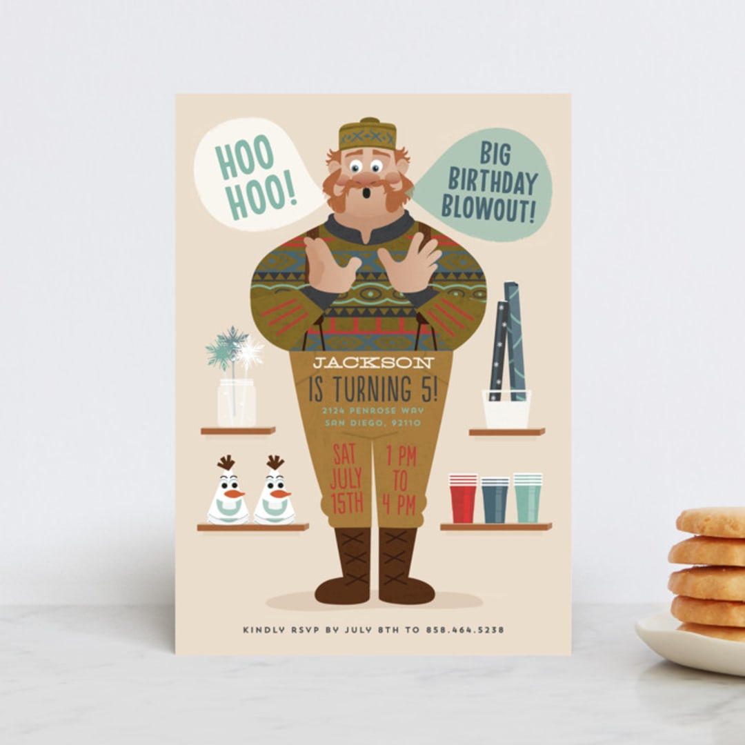 "Disney's Frozen Big Birthday Blowout" - Children's Birthday Party Invitations in Birch by Erica Krystek - Front