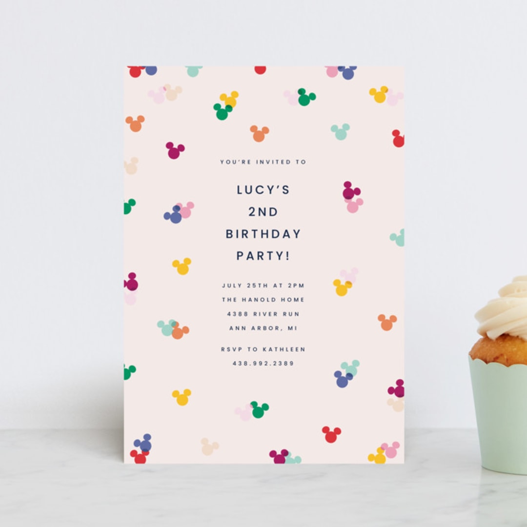 "Disney's Mickey Confetti" - Children's Birthday Party Invitations in Bold by Ellen Schlegelmilch - Front