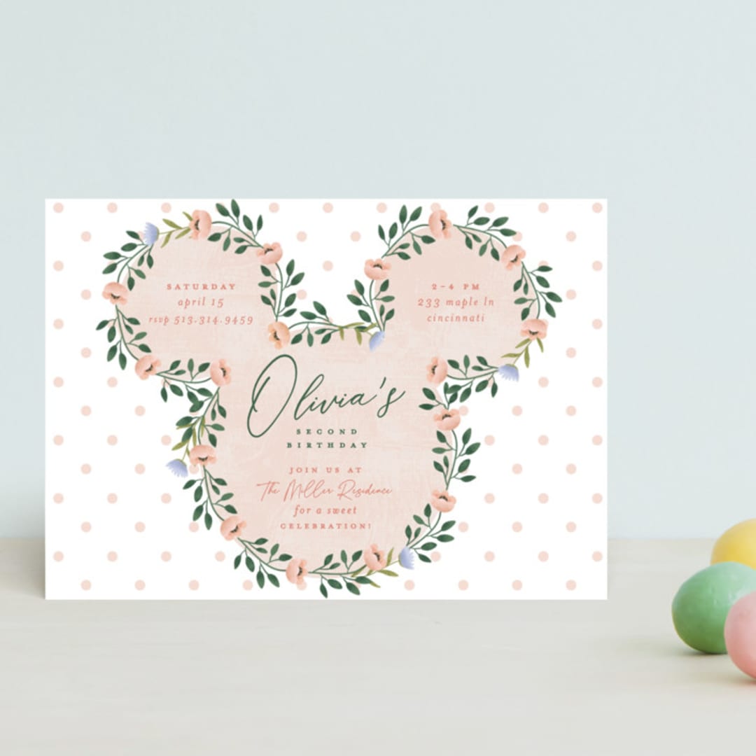 "Disney's Minnie wildflower" - Children's Birthday Party Invitations in Clementine by Susan Zinader - Front