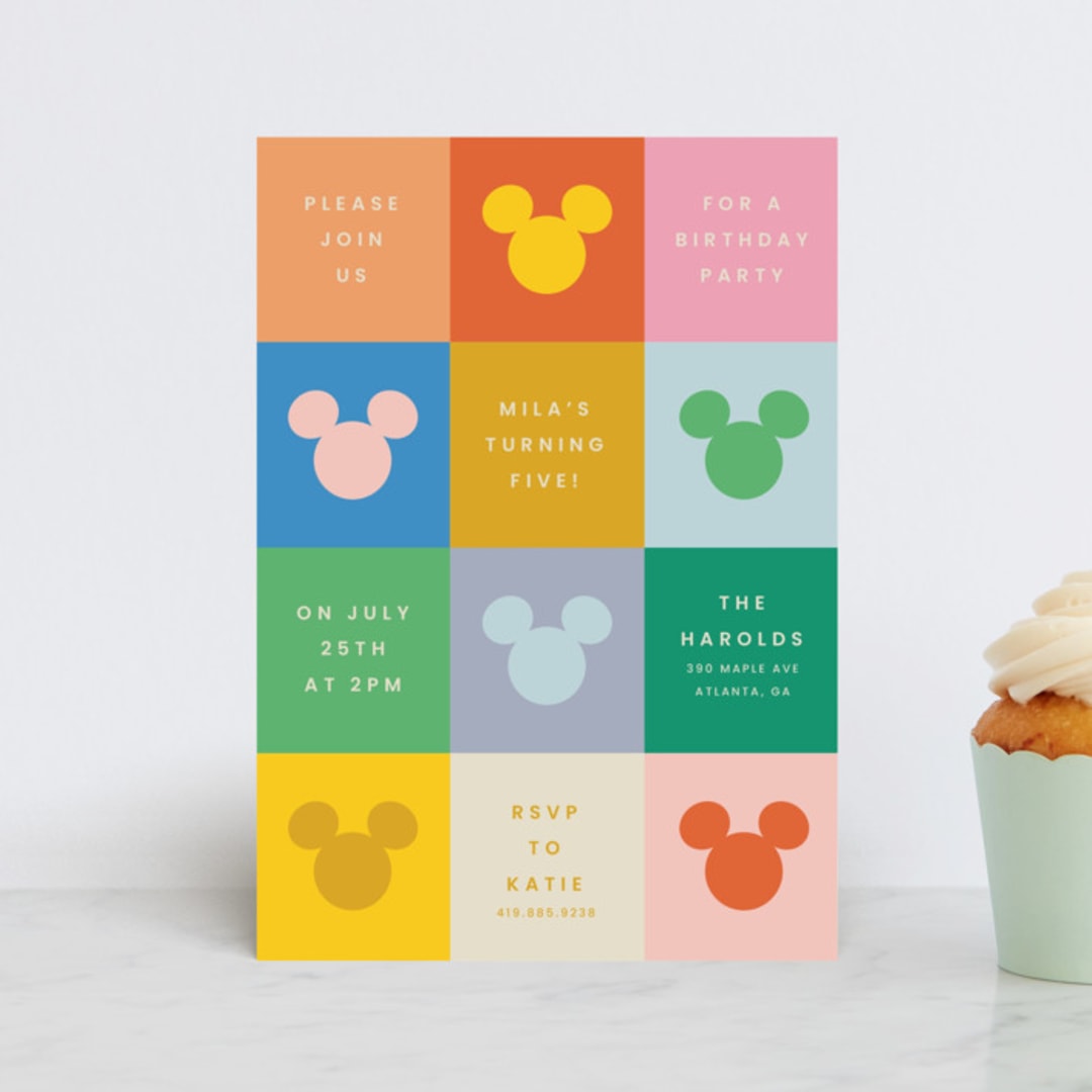 "Vibrant Disney Mickey" - Children's Birthday Party Invitations in Bold by Ellen Schlegelmilch - Front